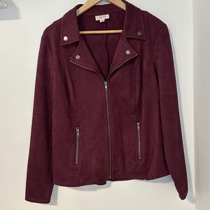 Style & Co | Women’s size M Jacket Moto Style Jacket Faux Suede  Plum colour